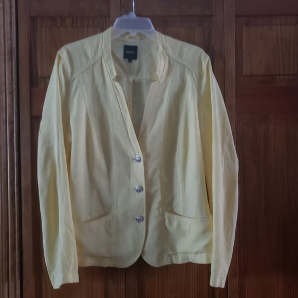 BONITA light yellow fitted summer blazer sz L US/42 EUR woman's - Picture 1 of 1
